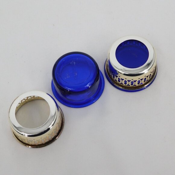 Eales 1779 Cobalt Blue Silverplate 6 Piece Salt Pepper Cellar Shaker Set Vintage - Picture 12 of 14